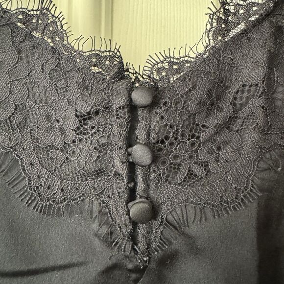 Abercrombie Fitch Womens Lace Cami Slip Top XS Black Whimsigoth Y2K Coquette - Picture 4 of 14